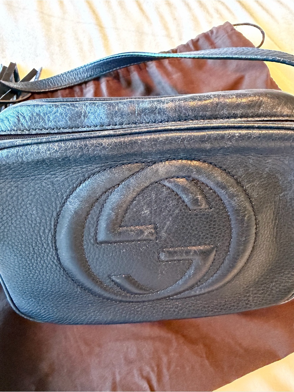 Authentic Gucci Blue leather Soho Disco Crossbody Bag, dust bag - Picture 5 of 12